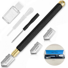 Glass Cutter 2mm-20mm, Upgrade Glass Cutting Tool with Glass Cutting Oil, Pencil Style Oil Feed Carbide Tip Glass Cutter for Mirror/Tiles/Mosaic.