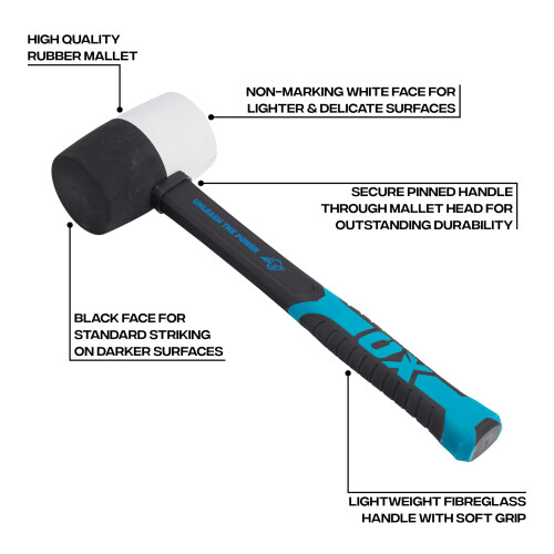 OX OX Trade Combination Rubber Mallet 24oz, Fibreglass Handle 1