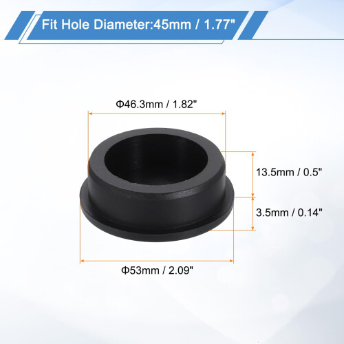 sourcing map Silicone Hole Plug for 45mm/1.77" Rubber Stoppers Black 1