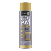 Simply Auto Multipurpose Spray Paint 400ml Metallic Gold - Fast Drying Aerosol for Wood, Metal & Plastic, Indoor & Outdoor, UV & Weather Resistant, Up