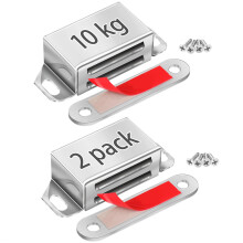 Strong Magnetic Door Catches/Latches 10 kg 2 Pack - Hold Warped Doors Tight