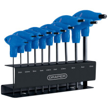 Draper 10 Piece T-Handle Hexagon Allen Key Set & Steel Wall Mounting Stand