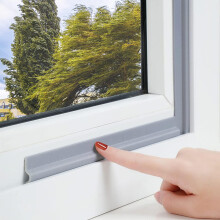 Window Draft Excluder, T Shape 10M/393 Inch Grey Self-Adhesive Draught Excluder for Windows, Insulation Soundproof Seal Strip for Window and Door(Gre