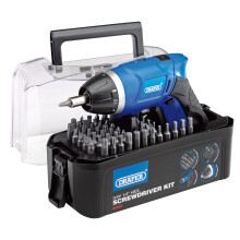 Draper 3.6v Cordless Li-Ion Screwdriver Kit 1/4" Hex Drive 230V AC Charger