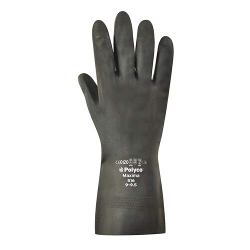 Polyco Maxima Heavy Duty Flock Lined Natural Rubber Gloves - Small - 1 Pair 1