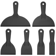 Tomoyuki 6 Pcs Plastic Putty Scrapers Set, Plastic Spatula Tools(Black)