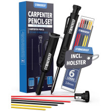 STONE REEF Professional Deep Hole Marker [Including Holder] Pencil Construction Site, Carpenter's Pencil, Borehole Marker, Marker Pen, Craftsman Penc