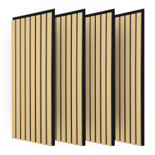 Art3d 4-Pack Acoustic Wood Slat Wall Panels for Interior Decor, 3D Fluted Sound Absorbing Wood Paneling for Accent Wall Ceiling Kitchen Living Room B