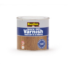 RUSTINS Quick Dry Varnish, Satin Clear, 250 ml -Fast-Drying Water-Based Wood Varnish; Durable Non-Yellowing Finish in Gloss, Satin or Matt for Indoor