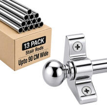 FROSHKAR Stair Rods for Runners Pack 13, Polished Chrome Finish - for Runners Up to 90 cm Wide, Cut to Size, Decorative Carpet Stair Rods, Round Fini