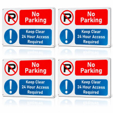 4 Pcs No Parking Keep Clear 24 Hour Access Required Sign PVC Rigid Plastic