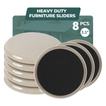Round Furniture Sliders 8pcs 3.5 inch, Heavy-Duty Reusable Movers Sliders for Hardwood Floors & Carpet, Chair Sliders, Furniture Moving Sliders to P