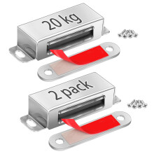 Strong Magnetic Door Catches/Latches 20 kg 2 Pack - Hold Warped Doors Tight