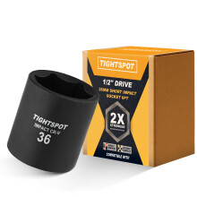 TIGHTSPOT 1/2" Drive 36mm Shallow Impact Socket, 6-Pt, CRV Steel