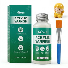 Air Dry Clay Glaze 60ml with Brush, Waterproof Clear Varnish for Crafts (Gloss)