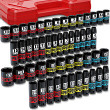 KIRXST 1/4 Inch Drive Impact Socket Set, 50 Piece Deep Sockets (SAE 5/32"-9/16", Metric 4-15mm), SAE & Metric Socket Set for Bicycle, Motorcycle and