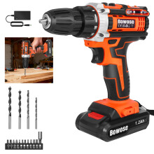 Cordless Drill,Electric Drill Set,30Nm Cordless Combi Drill with 18+1 Torque Setting,Large LI-ion Battery, 16PCS Accessories,2 Variable Speed, LED Wo