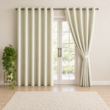 (Cream , 46" x 54") Insulated Blackout Curtain Pair Eyelet Ring Top Drape