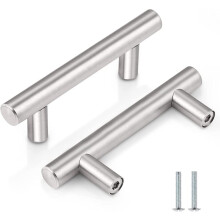 CCHONG 5 Pack Kitchen Cupboard Handles Stainless Steel Kitchen Door Handles Brushed Cabinet Handles Wardrobe Drawer (5 Pack Silver, Hole Centre 64mm)