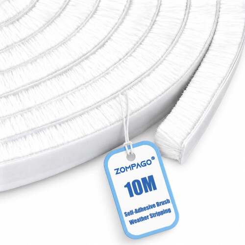 ZOMPAGO Draft Excluder for Doors & Windows, Self-Adhesive Brush Seal Strip