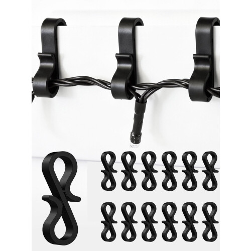 BYSMAH 80 Pack Gutter Hooks for Outdoor Lights, Black Christmas Light Clips