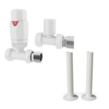 UK Radiators Thermostatic Radiator Valve Set 1/2" - TRV with Pipe Covers