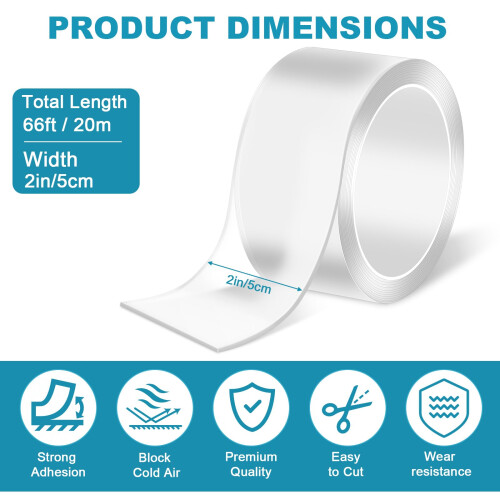 Draft Excluder Tape for Windows Doors, Removable Weather Seal, 5cm x 20m 1