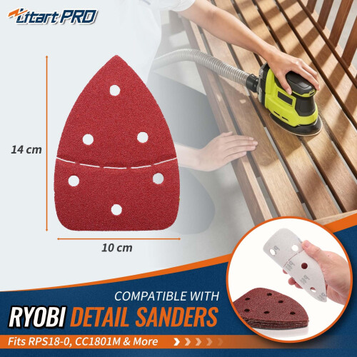 LitartPRO 25 Pack Delta Sanding Sheets for Ryobi RPS18-0 & CC1801M 2