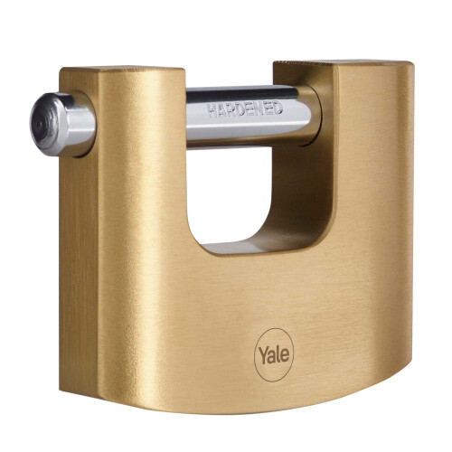 Yale Yale Y114B/80/118/1 High Security Brass Rectangular Padlock 80mm Body Hardened Steel Hook 3 Keys