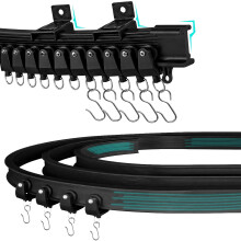 3.5 Meter Flexible Curtain rail track [WALL MOUNT] - Black Heavy duty curtain track for Bay windows, Rooms, Divider, RV & Shower curtain rail track -