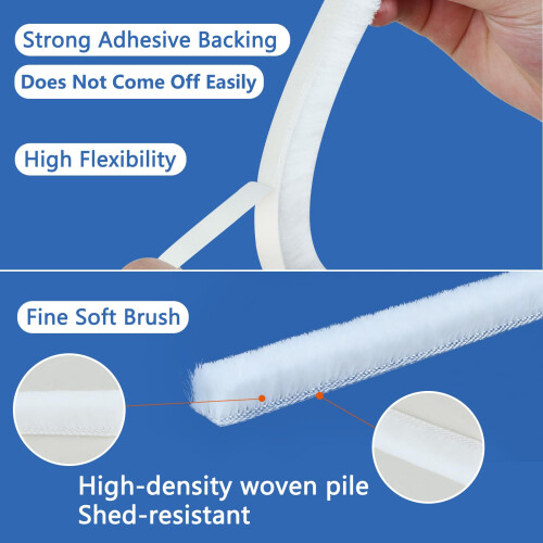 ZOMPAGO Draft Excluder for Doors & Windows, Self-Adhesive Brush Seal Strip 2
