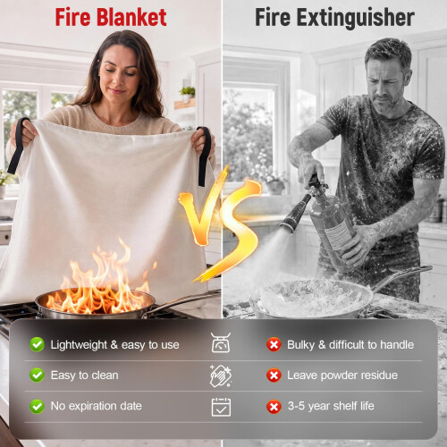 Mondoshop Fire Blanket for Kitchen, 1m x 1m Fibreglass, 1 Pack 2