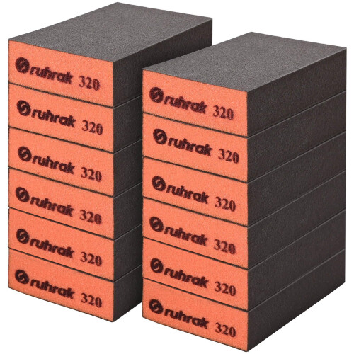 Sruhrak 12 Pcs Sanding Blocks 320 Grit Hard Sanding Sponges