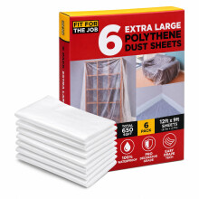 Fit For The Job 6 Pack Polythene Dust Sheets 12ft x 9ft (3.6m x 2.7m)
