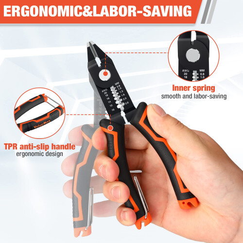 ValueMax 6.5-Inch Wire Stripper & Cutter, 3-in-1 Crimping Tool 2