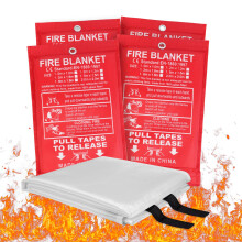 Flintronic 4PCS Fire Blanket, 1m X 1m Emergency Fire Blanket for Kitchen
