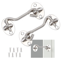 2 Pcs Stainless Steel Cabin Hook and Eye Latch Gate Lock, Barn Door Swivel Window Hook Lock with Mounting Screws for Shed Gate or Garage Door (3 Inch