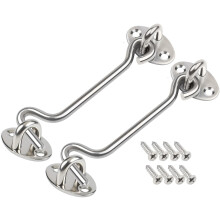 2PCS Hook and Eye Latch Door Lock, Stainless Steel Gate Cabin Hook 6 Inch