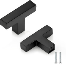 CCHONGCC Kitchen Cupboard Handles Stainless Steel Cabinet Pulls Kitchen Door Handles Brushed Cabinet Handles Wardrobe Drawer Handles (5, Black, Overa