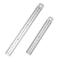 Stainless Steel Ruler Set, 2 Pcs 30cm/12 Inch and 15cm/6 Inch Metal Rulers, Heavy Duty Straight Edge Measuring Rulers for School, Office and Home