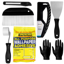 Wallpaper Adhesive Kit - Set Includes 10 Roll Adhesive Paste and Wallpaper Kit Containing Smoother, Roller, Hanging Brush, Scraper, Trimmer and Glove