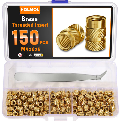 HOLMOL Threaded Inserts for Plastic 150PCS