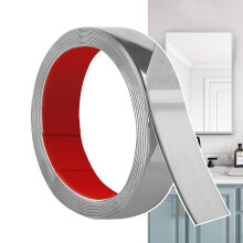 Hengrongshen Self Adhesive Moulding Trim Matte Silver (6M x 3cm) Flexible PVC Peel and Stick Wall Trim Decorative Edge Strip for Wall, Tile, Mirror,