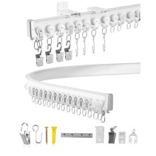 Ezcasch Bendable Curtain Track 5m, White Aluminium Flexible Curtain Rail