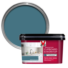 V33 Renovation Cupboard & Worktop Paint, Petrol Blue Satin, 2L