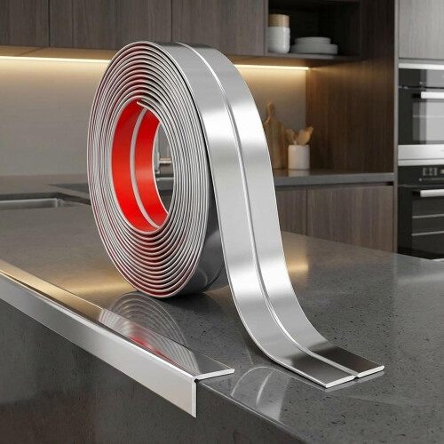 JSIWOTH 9M Self Adhesive Wall Corner Protector, Silver Moulding Trim, 16mm