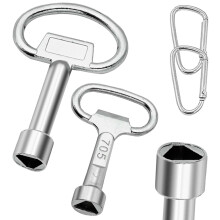 SVOCK 2Pcs Silver Metal Triangle Key, 9mm and 8mm Triangle Key for Meter Box Triangular Utility Socket Panel Keys, Triangle Socket Spanner Key with 2