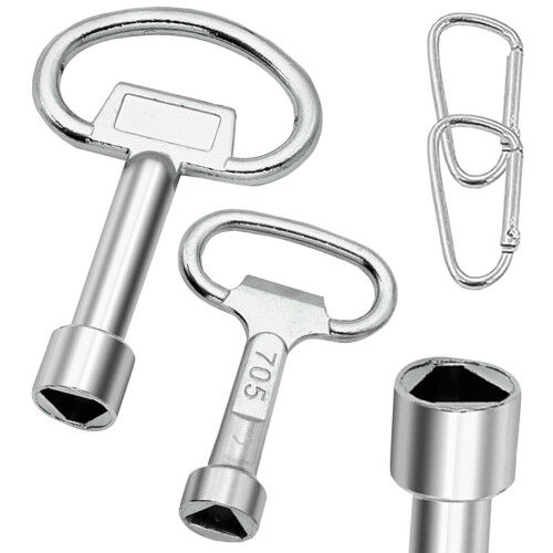 SVOCK 2Pcs Silver Metal Triangle Key, 9mm and 8mm Triangle Key for Meter Box Triangular Utility Socket Panel Keys, Triangle Socket Spanner Key with 2
