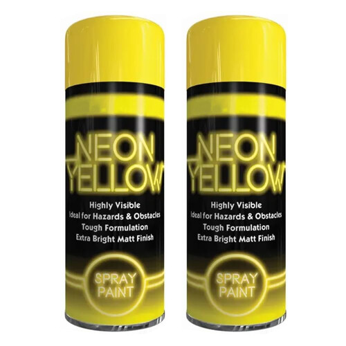 ZOPPER Neon Yellow Spray Paint 200ml Twin Pack Extra Bright Fluorescent