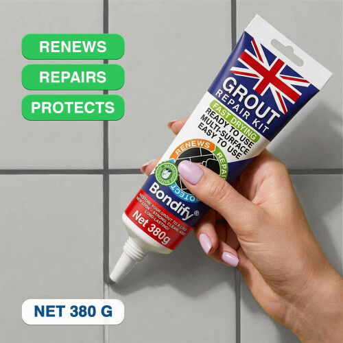 BONDIFY Waterproof Dark Grey Grout Repair Kit Ready Mixed FAST DRYING 380g 2